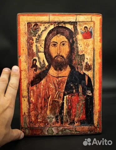 На память: Икона "Христос Вседержитель" дерево, ручная работа