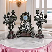 Каминные часы «Колибри» с канделябрами — красивый подарок — фотография 1