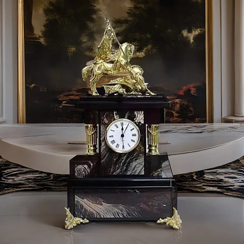 На память: Каминные часы «Георгий Победоносец» с бронзовой фигурой
