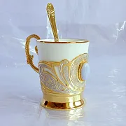 Кофейная пара из фарфора с агатом. Златоуст — красивый подарок — фотография 4