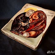 Подарочная икона "Серафим Саровский и медведь" — фотография 5
