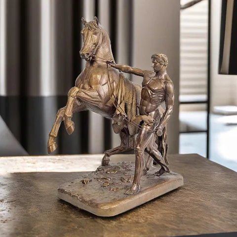 Бронзовая композиция «Наездник с лошадью» в подарок
