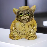 Скульптура «Котик в кепке» из камня — оригинальный подарок — фотография 1