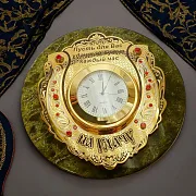 Часы из змеевика с подковой «На удачу» — оригинальный подарок — фотография 1