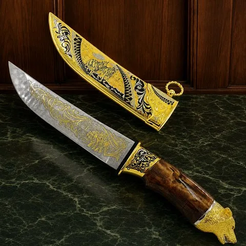 На память: Златоустовский нож «Волк» №3, дамаск