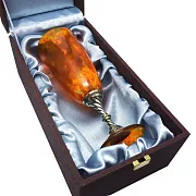 Бокал для шампанского из камня (янтарь) — оригинальный подарок — фотография 2