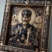 Резная Икона из дерева. Святой Николай Чудотворец — необычный подарок — фотография 6