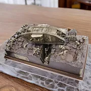Диорама «Битва на реке Сомме», бронза и ясень, 1:35 — оригинальный подарок — фотография 1