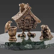 Бронзовый настольный набор «Избушка с бабой Ягой» — оригинальный подарок — фотография 4