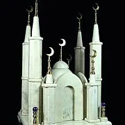 Часы «Мечеть» из мрамора в кожаном чемодане — красивый подарок — фотография 3