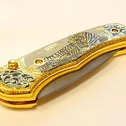 Дамасский складной нож «Тигр» — оригинальный подарок — фотография 5