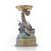 Подсвечник «Рак» из бронзы и змеевика — оригинальный подарок — фотография 3