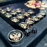 Подарочные нарды под стеклом «Золотой Герб России» — фотография 7
