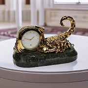Настольные часы «Скорпион» из бронзы и змеевика — необычный подарок — фотография 1