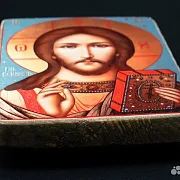 На память: Икона "Христос Вседержитель" дерево, ручная работа — фотография 3