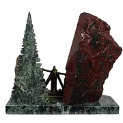 Сувенирные настольные часы «Медведи» из змеевика и яшмы в подарок — фотография 2