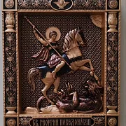 Икона резная Георгий Победоносец — красивый подарок — фотография 4