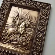 На память: Резная Икона Святой Георгий Победоносец — фотография 5